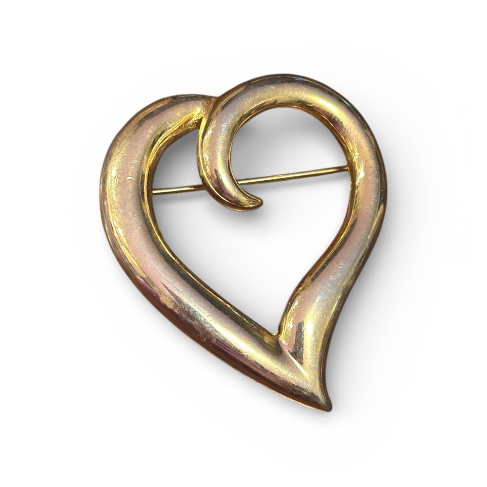 1990’s Gold Tone Heart Brooch